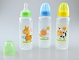 Baby Bottles Pack of 3 Farm Animal 150ml / 250ml Feeding Silicone Teat BPA Free