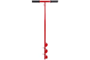 Grafner Handerdbohrer für Löcher bis Ø 100 mm, für extrem hohe Belastungen, aus massivem Stahl, große Förderschnecke, Anti-Rutsch-Griffe, ideal für Zaunpfähle Pflanzen Bäume Sträucher, Erdlochbohrer