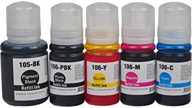 DOREE Compatible Ink Cartridges Replacement Epson T105 For Use With EcoTank ET-7700, EcoTank ET-7750- (1 Black, 1 Photo Black, 1 Cyan, 1 Magenta, 1 Yellow, 5 Pieces)