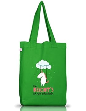 Unicorn Jutebeutel Stoffbeutel Earth Positive mit Einhorn - Mir reicht's ich geh schaukeln Motiv