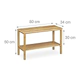 Relaxdays Couchtisch RUSTICO Bambus, Rechteckig, Flach, 2 Ebenen, Ablage Mit Stauraum, HBT: ca. 50 x 80 x 34 cm, natur - 2