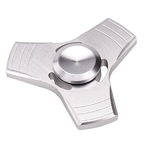 PoiLee Tri Fidget Hand Spinner Toy Stress Reducer High Speed Superb Stainless Steel Bearing Fidget Toy Can Continue to Rotate for 2-4 minutes (silver)