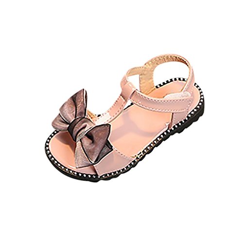 Preisvergleich Produktbild Kinder Sandalen,Sannysis Kinder Mädchen Bowknot Rutschfeste Sandalen Prinzessin Freizeitschuhe Weicher Boden Sandalen Baby Lauflernschuhe mit Klettverschluss (33, Rosa)