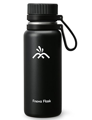Fnova Stainless Steel Water Bottle, Insulated Double Walled Vacuum Flask with Carry Loop Cap, BONUS Fnova Stainless Steel Water Bottle, Insulated Double Walled Vacuum Flask with Carry Loop Cap, BONUS