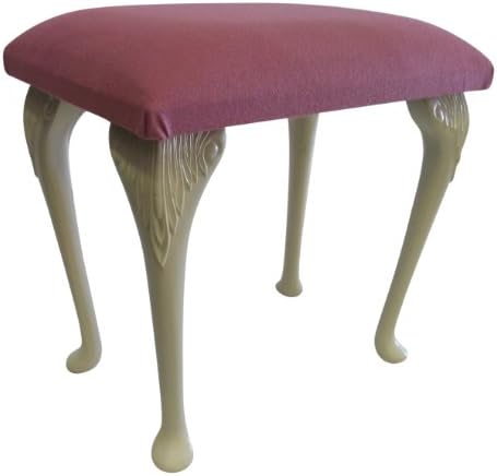 Gorgeous Rose Velour Dressing Table Stool on Cream QA Style Legs
