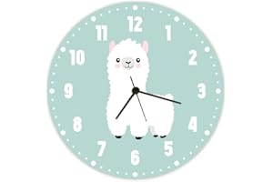 ‎GRAVURZEILE GRAVURZEILE Wanduhr Kinder Lama Motiv - Lautlose Kinderwanduhr geeignet für Mädchen & Jungen - Bunte Lernuhr für Kinder 30 cm - Einfaches Ablesen der Uhrzeit Lernen - Farbenfrohes Lama Design