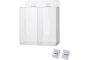 SagaSave Face Mask Dispenser, Acrylic Disposable Face Mask and Glove Dispenser Box Holder with Lid, Wall Mount Storage Container for Gloves, Shoe Covers, Hairnets (M)