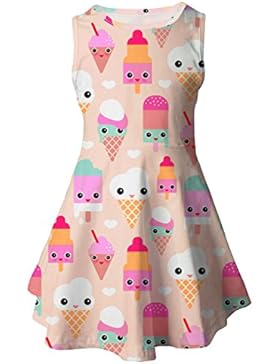 Chicolife Mädchen Sommer Kleinkind Kleider ärmellos geblümten Kleid Babymädchen lässige Sommerkleid 3-13 Jahre
