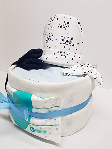 Preisvergleich Produktbild XXL Windeltorte Baby Geschenk Geburt Junge Babyshower Sternchen