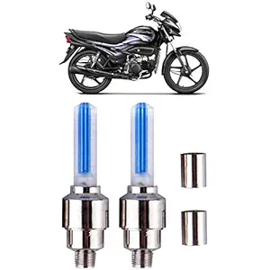 Wangsales Bike Tyre Led Light Rim Valve Cap Flashing With Motion Sensor Blue Set of 2 Pcs Motorcycles (Bike Led Lights) For Super Splendor 125cc