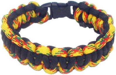 RootsBay Solomons Bar/Cobra Weave 550 Paracord Survival Bracelet (Rasta 1, 8.5 inch)