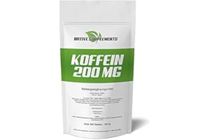 ‎NATIVE SUPPLEMENTS Koffeintabletten 200mg - 600 Stück - Superfood für Erwachsene - Koffein Tabletten hochdosierte & vegane Coffein Komplex Tabletten