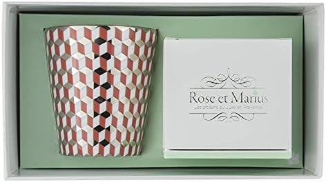 Rose et Marius Scented Candle Tometo Rouge Motif Platine with Lavande / Reusable Red Pattern Tumbler with Real Platinum and Lavender Scented Candle - 200g