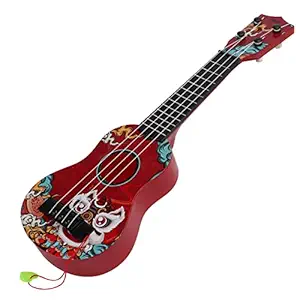 Kids Toy Ukulele, Plastic Kid Guitar Toys Coated Anti Break for Early Educational for Music Instrument Learning(red)