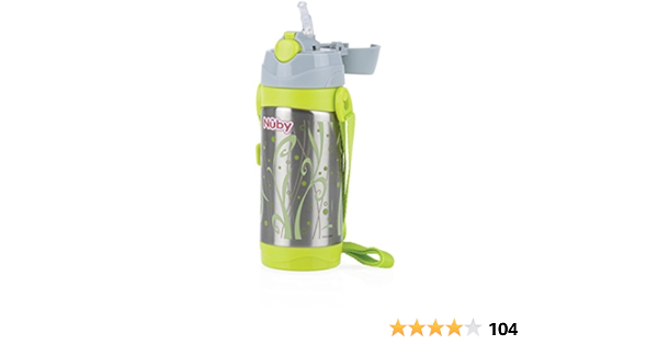 Nuby Thermos Gourde Isotherme En Acier Inoxydable Avec Paille Souple En Silicone 360 Ml Amazon Fr Bebes Puericulture