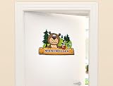 I-love-Wandtattoo ILWT-20-005 Kinderzimmer "Türaufkleber Waldtiere" mit Name für Jungen