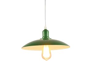 Mengjay Lampada a Sospensione Vintage Industriale Edison Illuminazione a Soffitto Metallo Plafoniera Classica per Sala Bar Ristorante Ufficio Retro, Senza Lampadina, E27 Lampadario (verde)