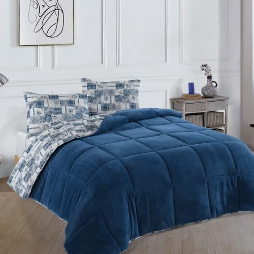 Formeya Çift Kişilik Lüx Wellsoft Yorgan Çift Taraflı Yastık Kılıflı 195x215 cm Yorgan + Yastık Kılıfı Set (Mavi)
