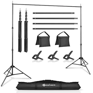 Yesker Photo Video Studio 10ft Adjustable Backdrop Stand, Background Support System Kit with Carry Bag for Photography Studio Parties Wedding