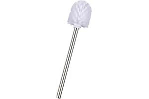 WENKO Brosse de rechange avec manche en acier inox blanc - pour les ensembles WC, Acier inoxydable, 8 x 35 x 8 cm, Brillant