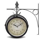 【Doppelseitige Uhr】Dank der 2 Zifferblätter von beiden Seiten bei der Wanduhr kann man die Zeit unterschiedlisch einstellen und deutlich ablesen.