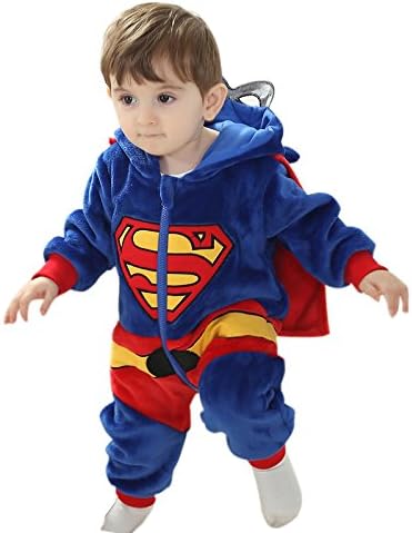Soft Toddlers' Superman Pajamas Unisex Baby Cosplay Onesie Costume romper (Medium)