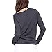 TopTie Ladies Off The Shoulder Casual Top Long Sleeve Blouse Tee with Zipper - Black,XL