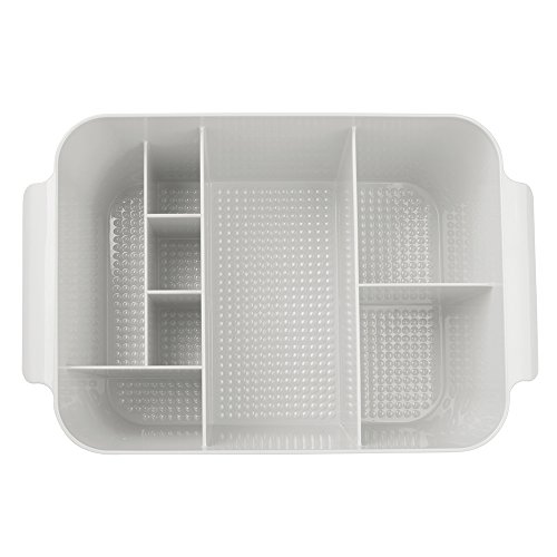 mDesign Kosmetik Organizer mit 8 Fächern – praktische Kosmetik Aufbewahrungsbox für Kosmetik, Make-Up, Haaraccessoires etc. – die perfekte Schminkaufbewahrung – hellgrau - 4