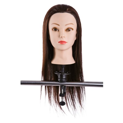 Goodofferplace® 75% Professional Real Hair 22Inch Hairdressing Training Mannequin Head Hairdresser Training Head w/Clamp For College and Professional Use