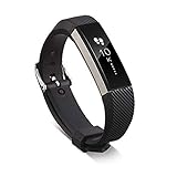 ICHQ Classic Accessory Band Fit bit Alta HR/Ace und Alta Armbanduhr Schnalle Ersatzband Große Kleine Männer Frauen (Schwarz)