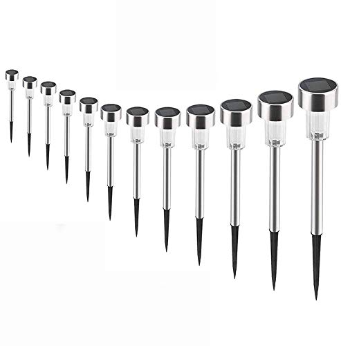 AUSHEN Luces solares de jardín de Color Impermeable Paisaje Camino Caminata Luces de Acero Inoxidable LED Exterior Luces solares