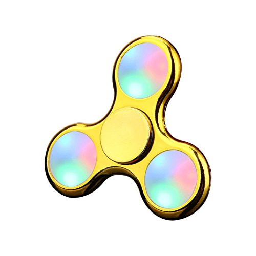 Bescita LED Licht Fidget Hand Spinner Finger Spielzeug Dekompression Spielzeug EDC Focus Gyro,Mit Schalter (Gold)