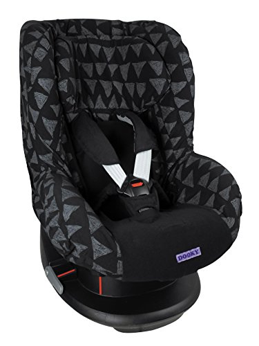 The Original Dooky 126822 Funda universal para asiento de automóvil Grupo 0 +, negra con triángulos