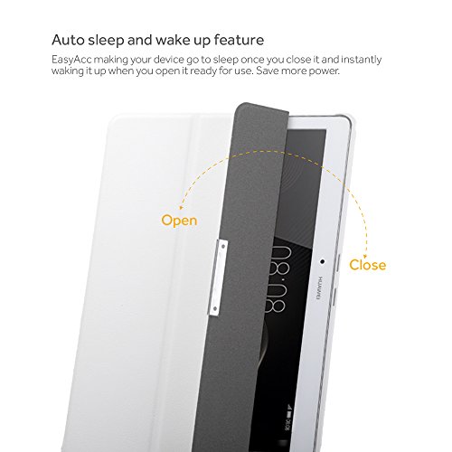 EasyAcc Huawei MediaPad M2 10.0 Hülle Case Tasche PU Leder zubehör hüllen für Huawei MediaPad M2 WiFi 25,4 cm (10 Zoll)/ Huawei MediaPad M2 Standard 25,4 cm (10 Zoll)/ Huawei MediaPad M2 LTE 25,4 cm (10 Zoll) Smart Cover mit Auto Sleep Wake up / Standfunktion (Weiß, Kunstleder, Ultra dünn) - 4