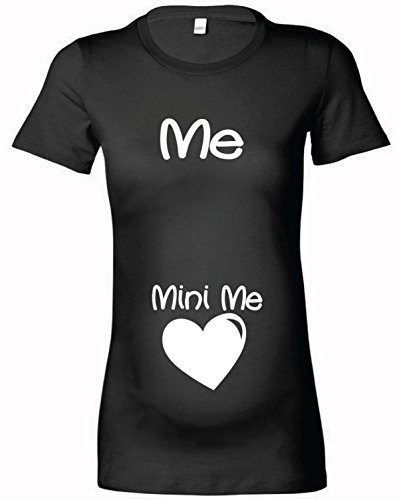 Women's Maternity 'Mini Me' T-Shirt (M-10/12, Black - White Print)