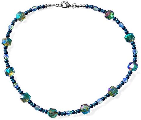 Tiger Tail Jewellery Hexagon Glass Fashion Beaded Necklace.