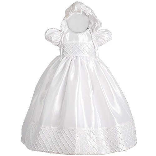 Dressy Daisy Baby Girls' Beaded Baptism Christening Dresses Gown With Bonnet Infant Size 6-9 Months White