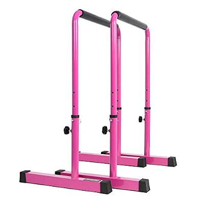 POWER GUIDANCE Barres Dip Traction Ajustable/Pompe Gymnastique/Barres Parallèles Haute Parallettes (Rose)