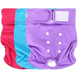 Wegreeco Washable Reusable Dog Diapers, Medium, Bright Color, for Female Dog, Pack of 3