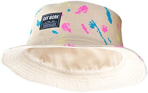 AJOG Hip Hop Bucket Boonie Sun Hat Unisex Mens Ladies Reversible Hiphop Bush Sunhats,Foldable Cotton Sand Colorful Print Double-Side Fisherman Cap,Sand