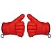 Produktbild Silikon Handschuhe hitzebeständig Ofen, Mitts Handschuhe wasserdicht mit Finger – Handschuhe für Küche Kochen, Grillen, Backen, BBQ – Sichere Handhabung von Töpfen und Pfannen, Anti Rutsch – antihaftbeschichtet Küchenhandschuh – interne Schutz Baumwolle Futter rot