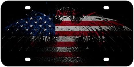 L169 AMERICAN FLAG EAGLE License Plate Front Custom Novelty Tag Vanity Frame Holder Wrap Wraps by Sign Factory