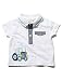 M&Co Baby Boys Short Sleeve Stripe Collar Chambray Placket Playful Tractor Embroidered Polo Shirt White 0/3 Mnths