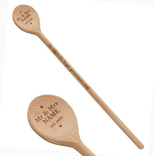 Cera & Toys® Kochlöffel zur Hochzeit - Wir löffeln die Suppe gemeinsam aus! - mit Familienname und Jahr