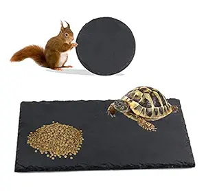 Linifar 2 Pack Reptile Basking Platform Rock, Tortoise Slate Rock Feeding Dish Food Bowl Resting Terrace Grinding Nail Habitat Supplies for Turtle Lizard Bearded Dragon Crested Gecko