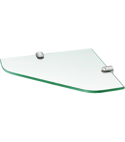 Étagère D'Angle En Verre Trempé 150mm - Support Chromé Pour Salle De Bain Et Cuisine