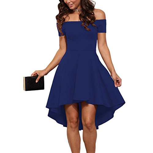 Hippolo Womens Off Shoulder Skater Dresses Elegant Asymmetric Evening Dress 