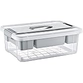 B&uuml;y&uuml;k Boy B&ouml;lmeli Organizer Kutu 12 Litre - Şeffaf Tasarım Saklama Kabı - Ev Araba Saklama Kutusu - Ev Banyo D&uuml;zenleyici, Dol