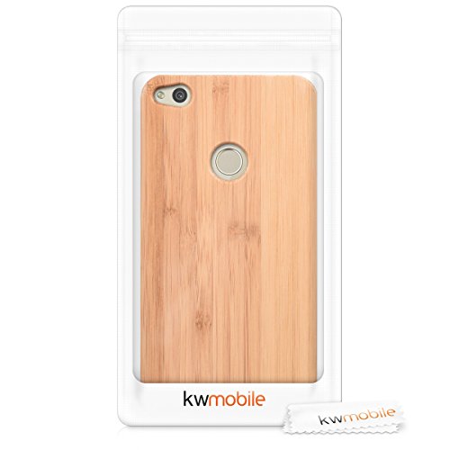 kwmobile Funda para Huawei P8 Lite  2017  - Carcasa Posterior de  Madera  - Case Protector  Duro  en  marr  n Claro 