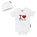 SILLY SOULS - Baby Girl or Baby Boy Body Suit with Hat Gift Set (0-3 Months, I Love Boobies)